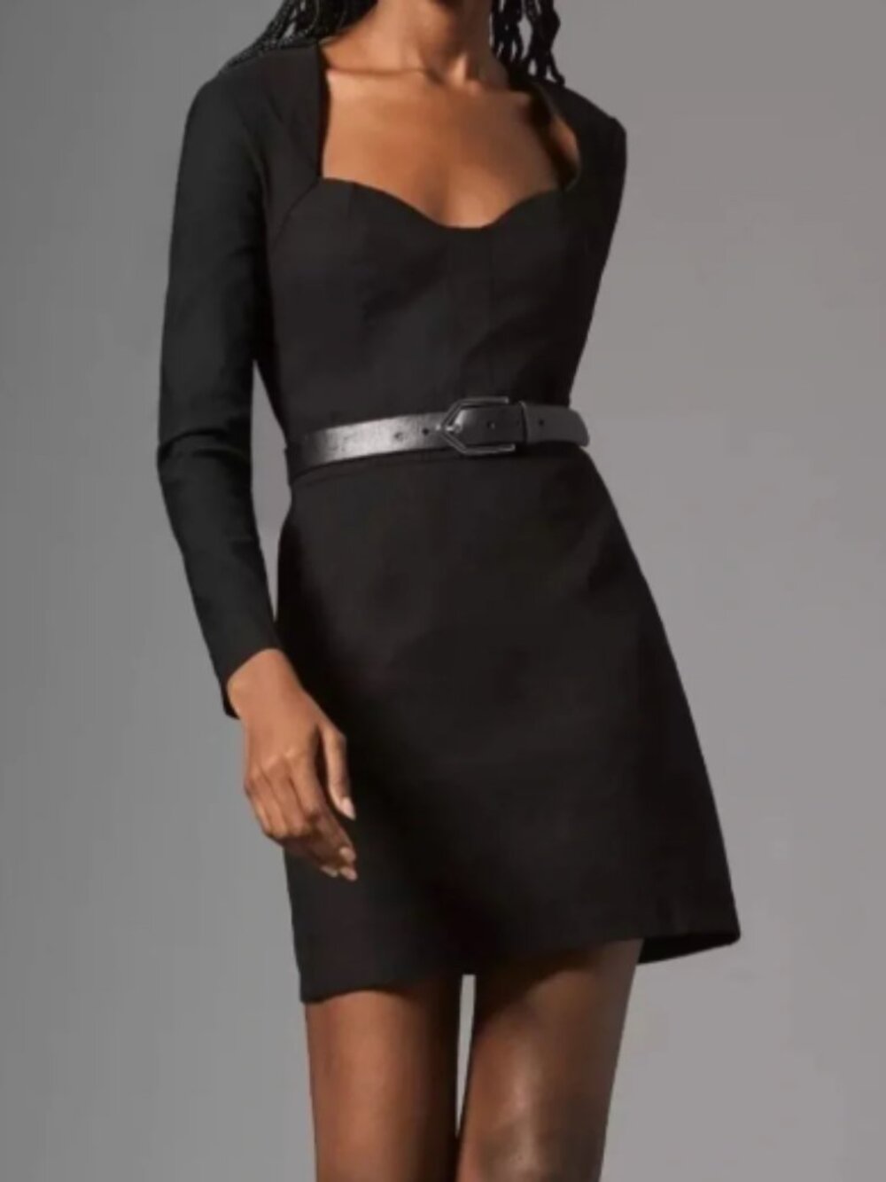NWT Anthropologie‎ Dress Womens 12 Black Long Sleeve V-Neck Sheath Little Black